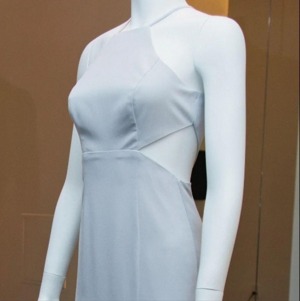 𝅺NWT Vera Wang White Collection Long Cut Out Sterling Halter Dress